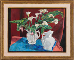 Alexander Podlashuc; Still Life with Arum Lilies and Fuchsias