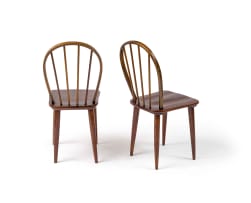Set of six oak and imbuia Windsor dining chairs for Binnehuis, South Africa, 1980s