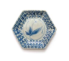 Tim Morris; Hexagonal plate with floral motifs