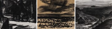 Robert Brooks; Park Bench, Seascape and River landscape, three