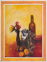 Jennifer Lynne Crooks; Still Life with Bottle and Roses