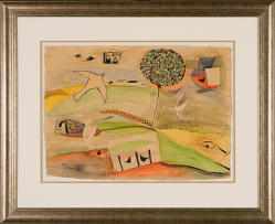 Pieter van der Westhuizen; Abstract Landscape with Chickens, Birds and a Tree