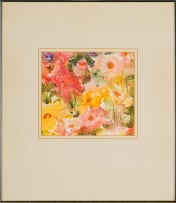 Alice Elahi; Floral Abstract in Pink, Yellow and Green