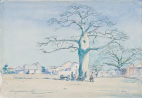 Erich Mayer; Village Scene with Boabab