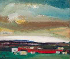 Hennie Niemann Snr; Landskap met Huisies – Oos-Vrystaat (Landscape with Houses – Eastern Free State)
