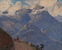 Willem Hermanus Coetzer; Cart in a Mountainous Landscape