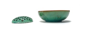 Linn Ware; Bowl, with floral frog, two