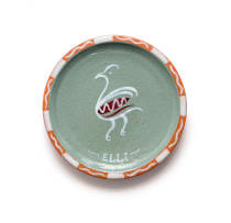 Linn Ware; Plate, painted with bird and 'Elli'