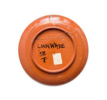 Linn Ware; Plate, painted with bird and 'Elli'
