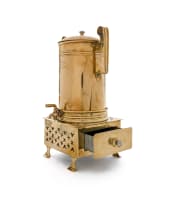 A Cape brass coffee urn and konfoor, T.C. Falck, Roberston, 20th century