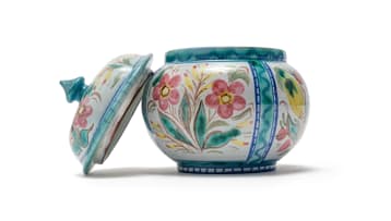 Linn Ware; Floral patterned jar and cover