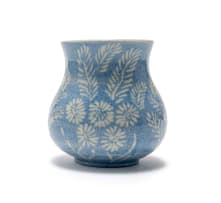 Linn Ware; Vase with everted rim, incised with flowers