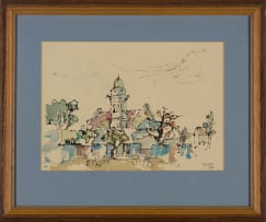 Gregoire Boonzaier; Street Scene with Mosque and Green Minaret