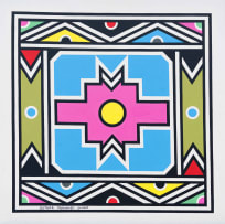Esther Mahlangu; Untitled (Ndebele Patterns in Square Composition)