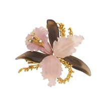 Quartz flower brooch