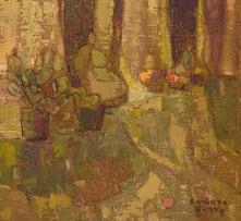 Barbara Grace Burry; Abstract in Green and Ochre