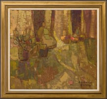 Barbara Grace Burry; Abstract in Green and Ochre
