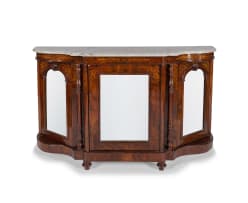 Victorian walnut and marble inlaid credenza, 19th century