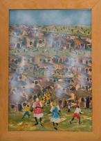 Solly (Solomon) Sekhaolelo; Township Scene with Figures