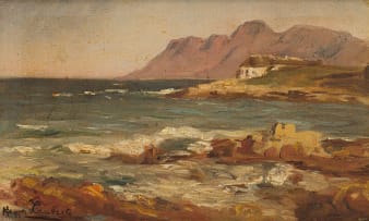 Maggie Laubser; Seascape with Cottage