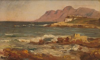 Maggie Laubser; Seascape with Cottage