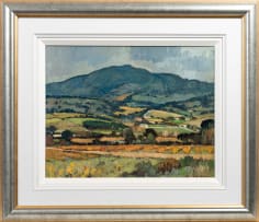 Piet van Heerden; Farm Landscape with Distant Mountains