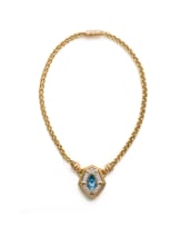Aquamarine and diamond necklace