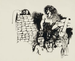 Walter Battiss; Figures with Brick Wall