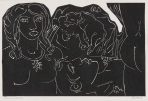 Walter Battiss; Twee Figure met Kat (Two Figures with Cat)