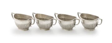 A set of four Victorian silver salts, Goldsmiths and Silversmiths, Sheffield, 1889