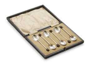 A set of six George V silver coffee spoons, Levi & Salaman Ltd, Birmingham, 1924