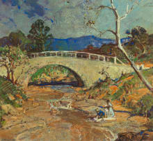 Walter Gilbert Wiles; Washerwomen by a Bridge
