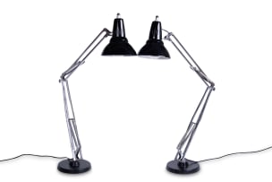 Jac Jacobsen; Pair of black enamel anglepoise desk lamps, for Luxo, Norway