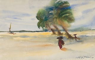 Pralhad Anant Dhond; Figures beneath Palms