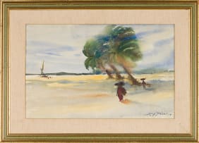 Pralhad Anant Dhond; Figures beneath Palms