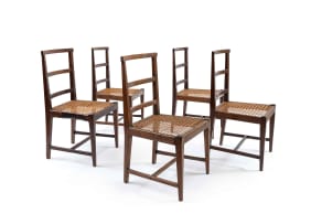 A set of five Cape stinkwood dining chairs, 19th century