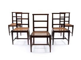 A set of five Cape stinkwood dining chairs, 19th century