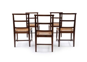 A set of five Cape stinkwood dining chairs, 19th century