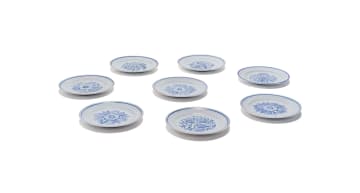 Linn Ware/Ceramic Studio; Set of occasion plates with floral decoration, eight