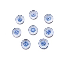 Linn Ware/Ceramic Studio; Set of occasion plates with floral decoration, eight