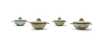 Linn Ware/Ceramic Studio; Lidded soup bowls, four
