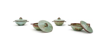 Linn Ware/Ceramic Studio; Lidded soup bowls, four