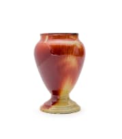 Linn Ware/Ceramic Studio; Rust and cream vase with foot