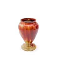 Linn Ware/Ceramic Studio; Rust and cream vase with foot