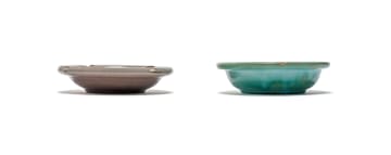 Linn Ware/Ceramic Studio; Turquoise and mauve ashtrays, two