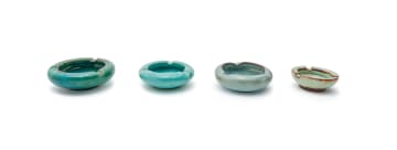 Linn Ware/Ceramic Studio; Blue and green ashtrays, four