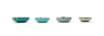 Linn Ware/Ceramic Studio; Blue and green ashtrays, four