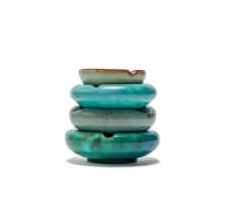 Linn Ware/Ceramic Studio; Blue and green ashtrays, four