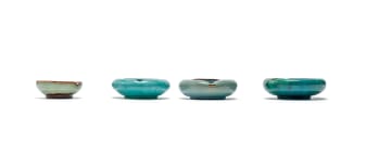 Linn Ware/Ceramic Studio; Blue and green ashtrays, four