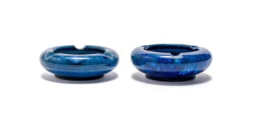 Linn Ware/Ceramic Studio; Blue ashtrays, two
